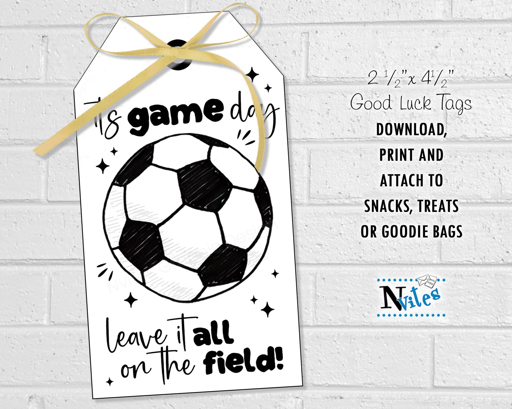 Soccer Game Day Tags, Team Good Luck Snack Pack Printable (digital ...