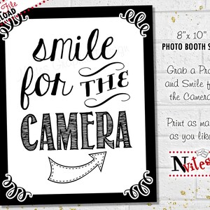 Selfie Photo Prop Display Sign, Printable Black and White Photo Booth ...