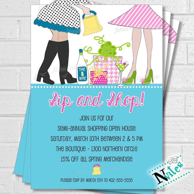 Sip &amp; Shop Event Invitation Ladies Boutique Open House Shop | Etsy