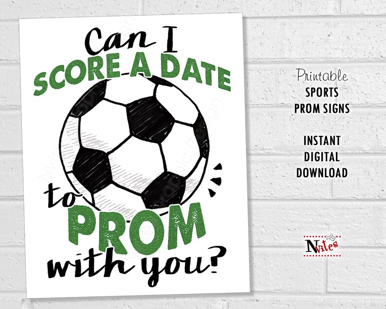 Prom Soccer Proposal Sign, Soccer Ball Score a Date, Ask Date to the Dance, Printable High School Prom Poster for Soccer Player image 3