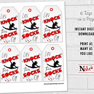 Knock Their Socks off Dance Tags, Printable Good Luck Socks Favor Tags ...