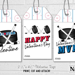 Hockey Valentines, Kids Hockey Valentine Treat Tags, Sport Valentines, Printable Hockey Valentine's Day Cards image 4