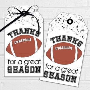 Fußball Großartige Saison-Tags, Fußball-Team-Leckerbissen-Snack-Tags oder -Etiketten, druckbares Dank-Fußball-Gastgeschenk oder Aufkleber