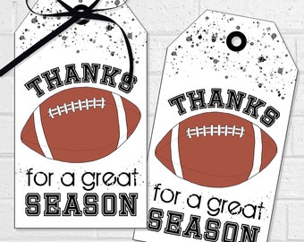 Football Great Season Tags, Football Team Treat Snack Tags or Labels, Printable Thanks Football Party Favor or Stickers