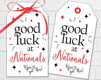 Good Luck at Nationals Cheer and Dance Team Tags, Cheerleading Team Treat Labels, Printable Poms Competition Gift, Cheerleading Squad Bags