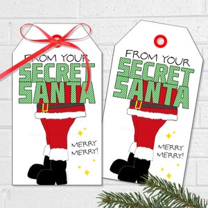 Secret Santa Gift Tags, Santa Gift Labels, Printable Santa Claus Tags ...