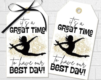 Dance Good Luck Tags, Printable Poms Team Favor Tags and Stickers, Gymnastics, Spirit Squad and Cheerleading Competition Gift Wrapping