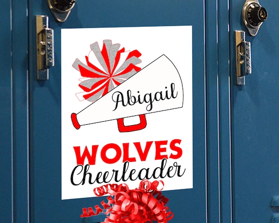Personalized Cheerleader Locker Sign, Spirit Squad Decor (digital