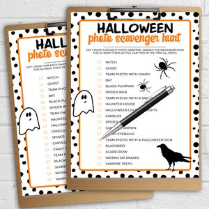 Halloween Photo Scavenger Hunt, Neighborhood Scavenger Hunt, Printable Photo Seek & Find, Fall Outdoor Halloween Birthday Party Game