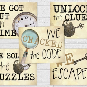 Escape Room Signs, Escape Room Photo Props, Printable Escape Room Party Decor, Escape the Room Signs, Spy Mission Signs