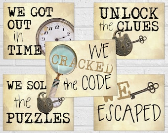 Znaki Escape Room, Rekwizyty do zdjęć Escape Room, Wydrukowalne dekoracje na imprezę Escape Room, Znaki Escape the Room, Znaki Spy Mission