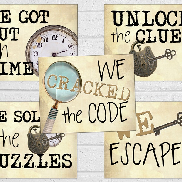 Escape Room Signs, Escape Room Photo Props, Printable Escape Room Party Decor, Escape the Room Signs, Spy Mission Signs