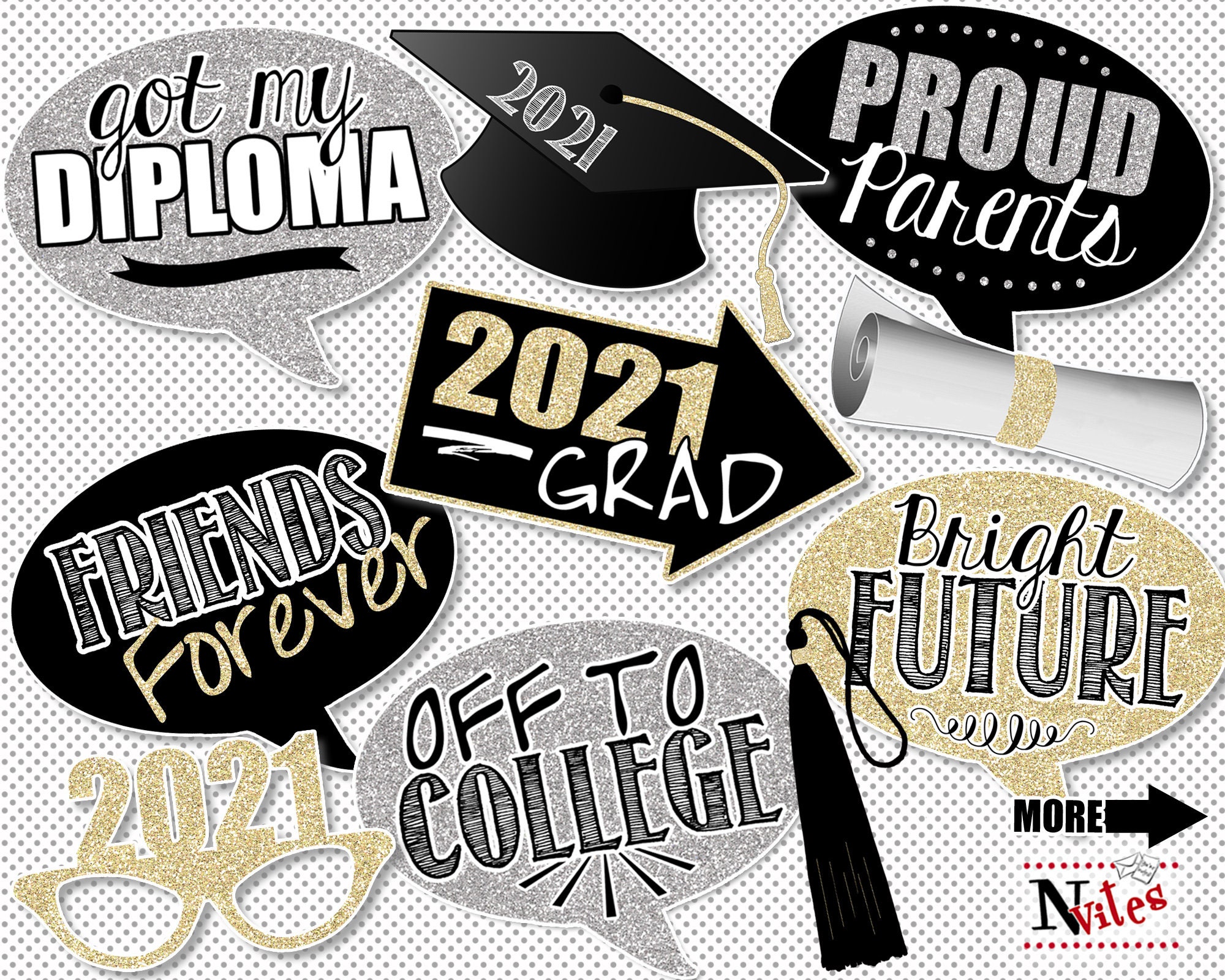 21 Graduation Photo Booth Props Class Of 21 Photo Props Etsy