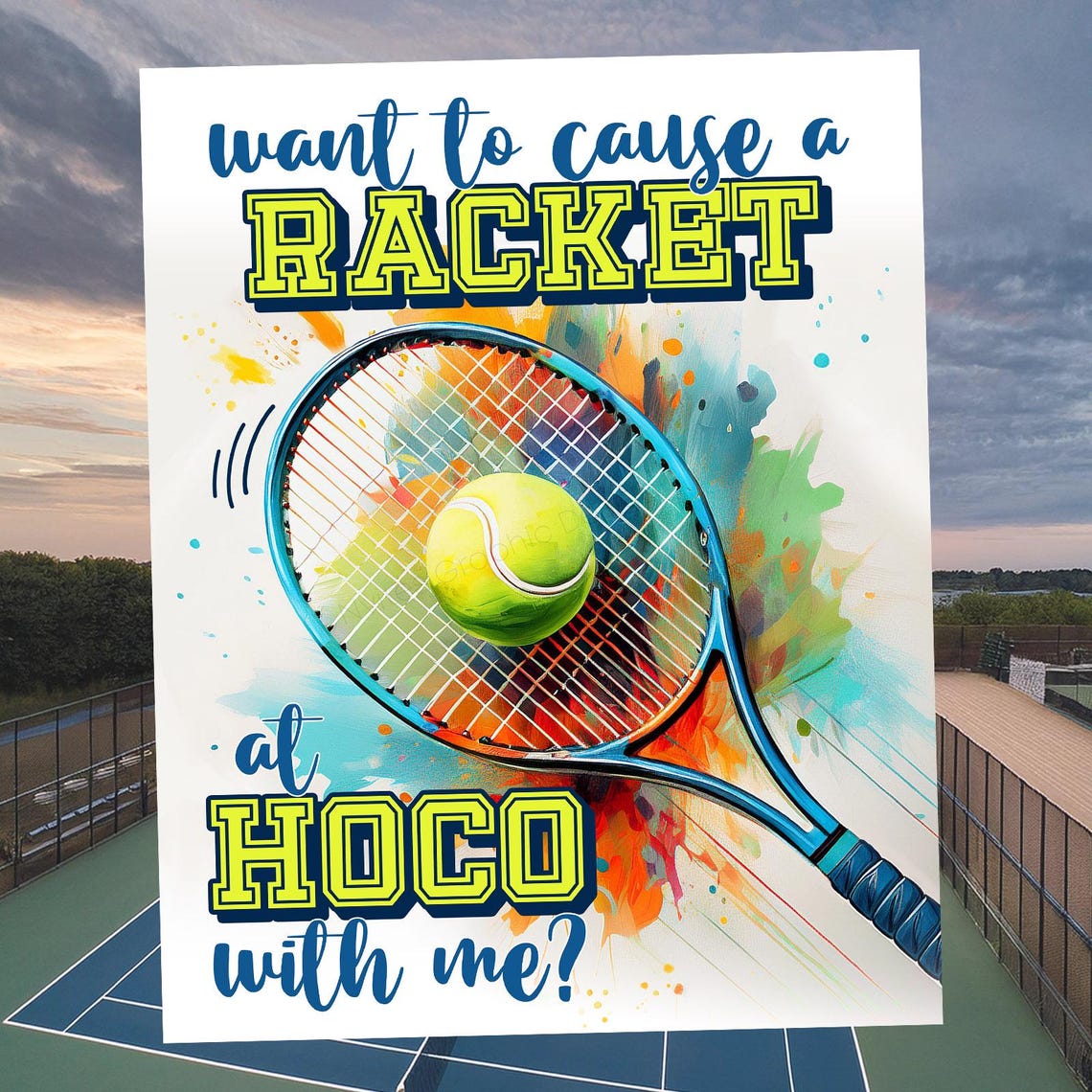 Tennis HOCO Proposal Sign, Tennis Player Cause a Racket, Ask Date to ...