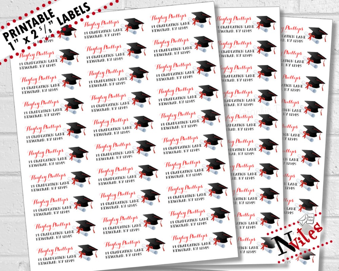 Graduation Return Address Labels Printable 2022 Custom Etsy