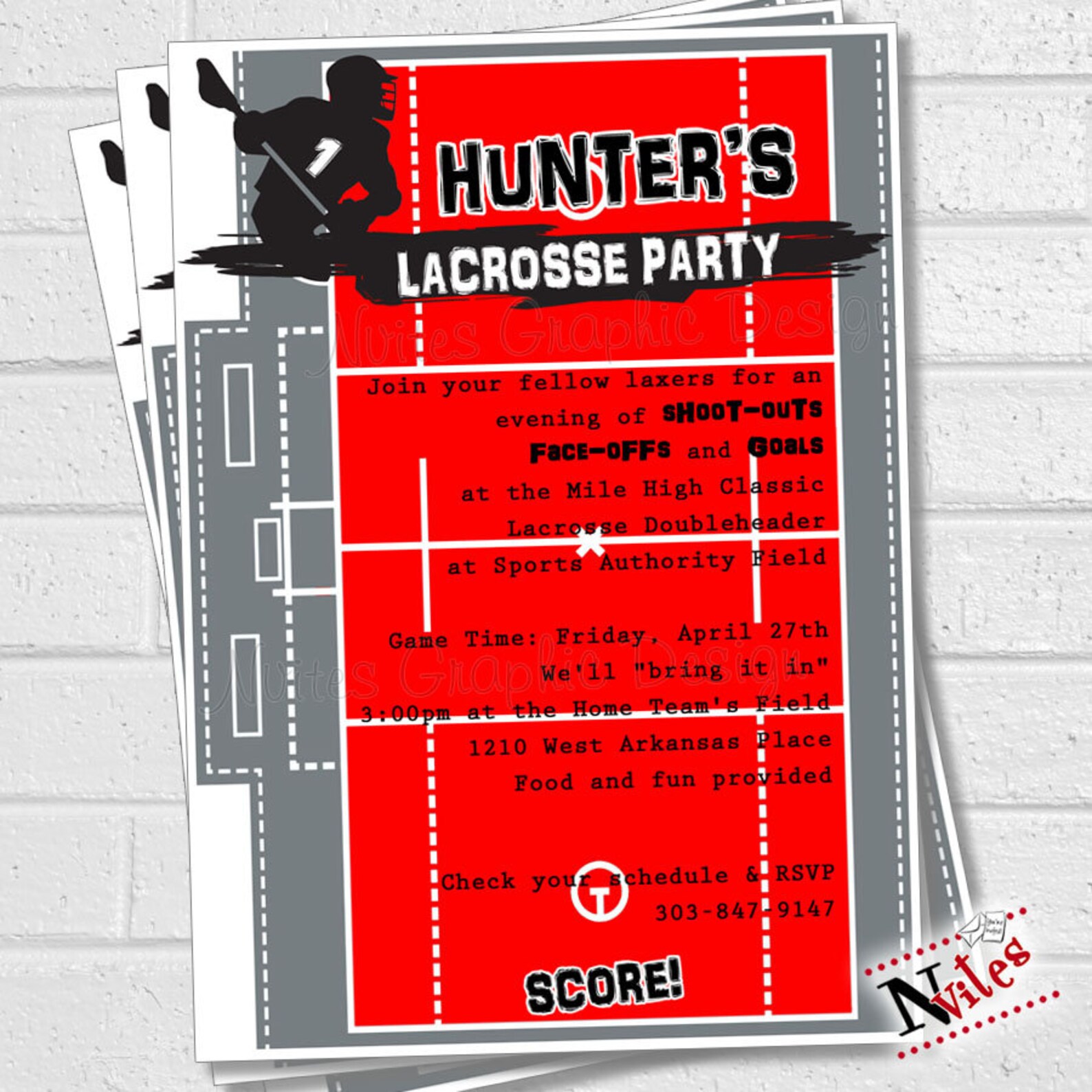 Lacrosse Birthday Party Invitation Lacrosse Team Party | Etsy