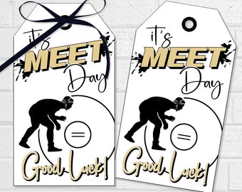 Wrestling Good Luck Tags, Wrestling Match Team Treats and Snacks in Gold and Black, Printable Wrestler Meet Day Labels or Stickers