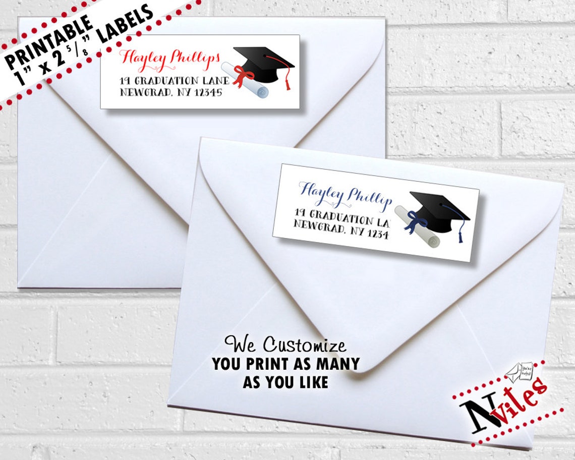 Graduation Return Address Labels Printable 2022 Custom Etsy