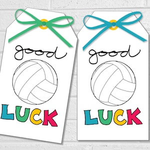 Tags volleybal geluk, volleybalteam traktatielabels, afdrukbare tags of stickers voor volleybalfeestje, traktatiekaartjes balteam