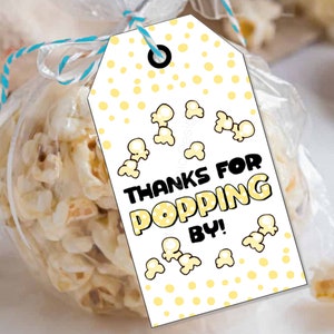Thanks for Popping By Graduation Tags, Popcorn Party Favor Tags and Labels, Printable Thank You Treats and Goodie Bags