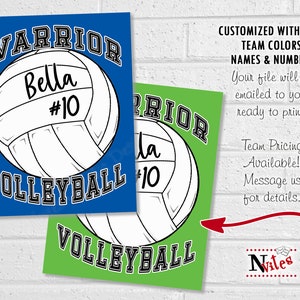 Printable Volleyball Locker Sign, Volleyball Team Hotel Door Hanger, Custom Volleyball Decor ...