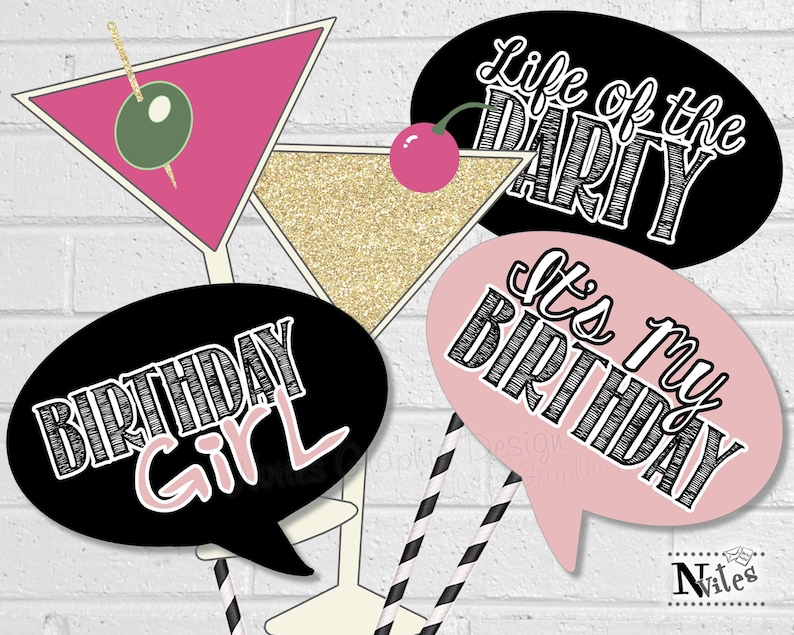 21st Birthday Photo Booth Props Printable Birthday Selfie Etsy