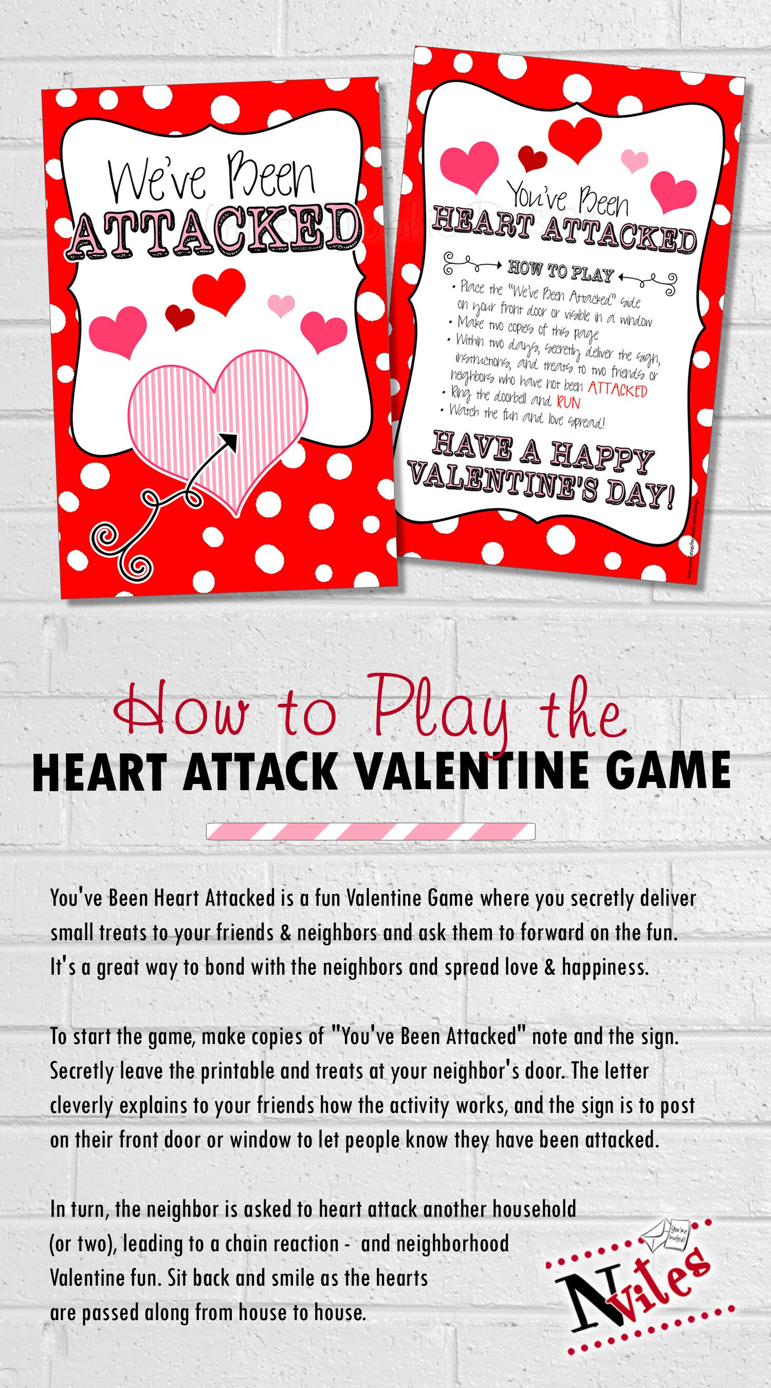 Kids Valentine Game Heart Attack Game Fun Printable Etsy