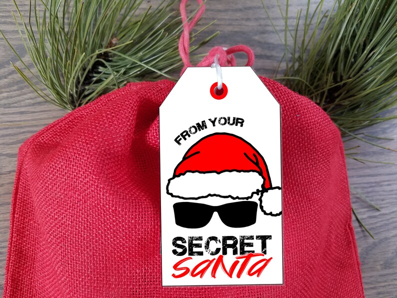 Secret Santa Gift Tags Santa Gift Labels Printable Santa Hat - Etsy