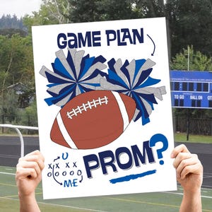 Panneau de proposition de bal de promo de football : plan de match vous + moi de pom-pom girl (téléchargement numérique)