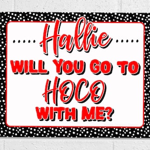HOCO Proposal Sign, Personalized Ask Date to the Dance Poster, High School Homecoming Poster, Printable Sign in Fun Polka Dot Design