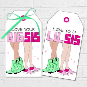 Große und kleine Schwester Tags, Sorority Rekrutierungswoche Korb oder Geschenkverpackung Tag, druckbare Big Lil Reveal Match Karten
