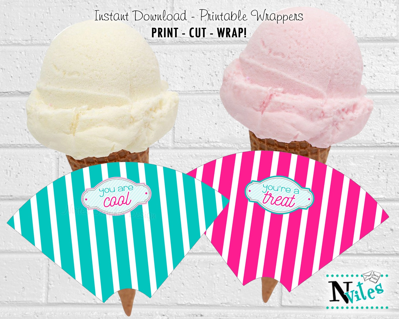 Ice Cream Cone Wrappers Sugar Cone Wrappers Ice Cream Party Etsy