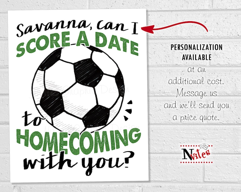 Prom Soccer Proposal Sign, Soccer Ball Score a Date, Ask Date to the Dance, Printable High School Prom Poster for Soccer Player image 8