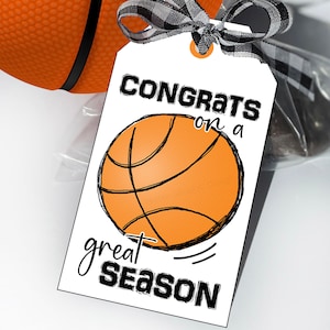 Basketball Tolle Saisontags, Jahresende-Leckereien, Congrats Team Snacks, druckbare Reifen-Gastgeschenke oder Aufkleber