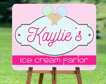 Ice Cream Parlor Birthday Party Welcome Sign, Ice Cream Shop Display Poster, Personalized Sweet Treat Party Decor, Printable File