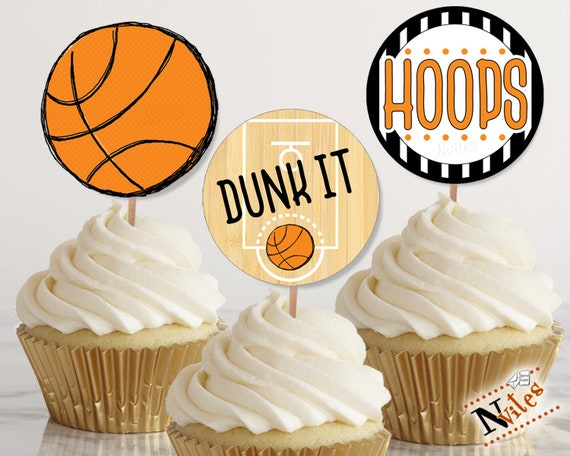 Basketball Cupcake Toppers Basketball Party Decoration March Etsy