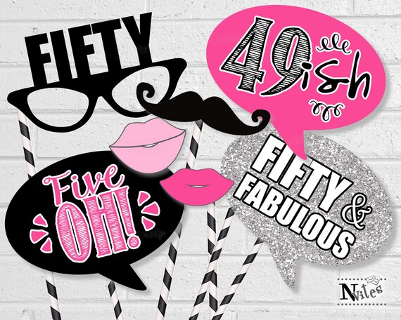 50th Birthday Photo Booth Props Printable Ladies Photo Prop - Etsy