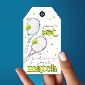 Etiquettes de tennis porte-bonheur, équipe de tennis prête pour un match parfait Etiquettes ou étiquettes pour friandises, cadeaux de sport à imprimer, sacs à collation et cadeaux