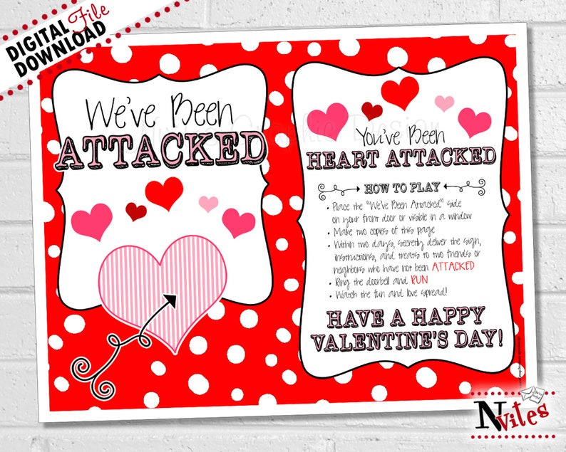 Kids Valentine Game Heart Attack Game Fun Printable Etsy