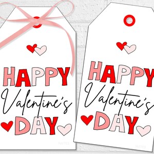 Happy Valentine's Day Printable Tags, Heart Treat Label for Valentine ...