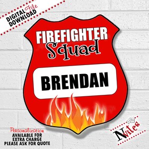 Fireman Badges for Birthday Party, Firefighter Badge, Printable Kids ...