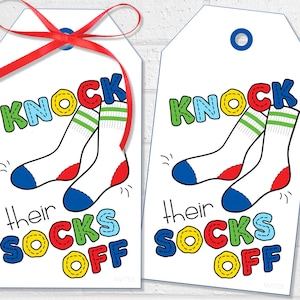 Schlagen Sie ihre Socken ab Good Luck Tags, druckbare Socken Favor Tags oder Aufkleber, Sport Team Cheer Squad oder Poms Dance Team Leckerli Tags