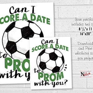 Prom Soccer Proposal Sign, Soccer Ball Score a Date, Ask Date to the Dance, Printable High School Prom Poster for Soccer Player image 2