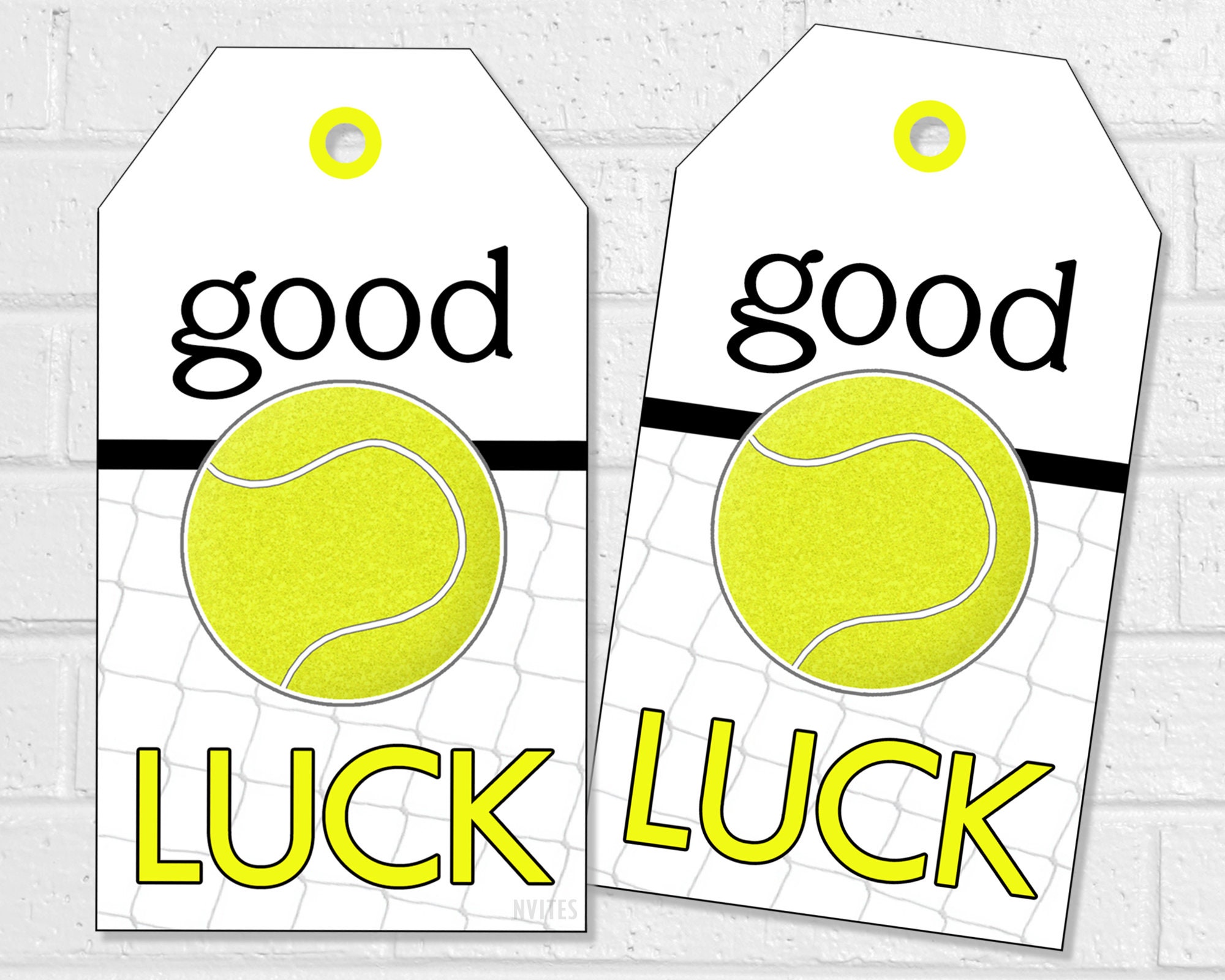 Tennis Good Luck Tags, Sports Team Snack or Treat Labels, Printable Tennis Ball Themed Party Favors