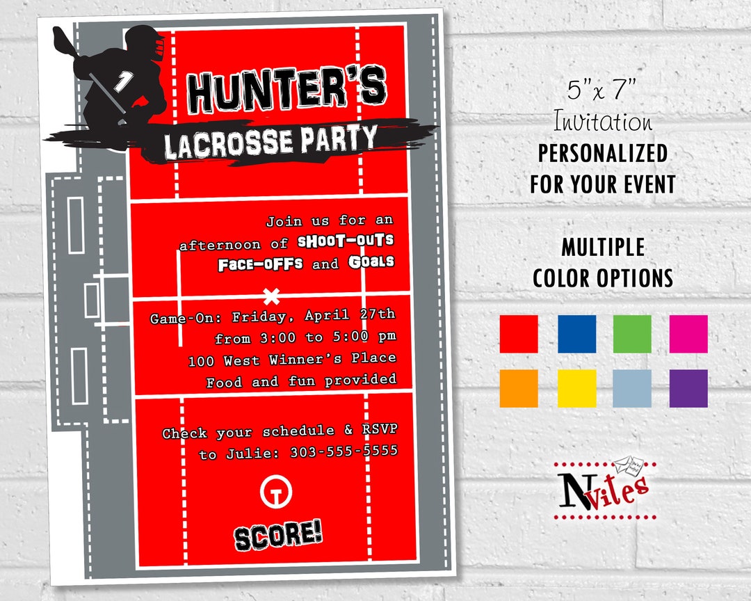 Lacrosse Party Invitation, Lacrosse Team Party or End of Season Banquet
