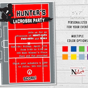 Lacrosse Party Invitation, Lacrosse Team Party or End of Season Banquet, Printable Lacrosse Birthday Invite in your Favorite or Team Color