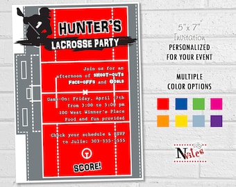 Lacrosse Party Invitation, Lacrosse Team Party or End of Season Banquet, Printable Lacrosse Birthday Invite in your Favorite or Team Color