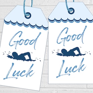 Swim Good Luck Tags, Swimming and Dive Team Treat Labels, Printable Meet Day Tags or Stickers, Team Goodie Bag Tags