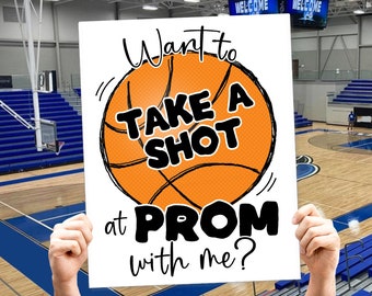 Basketbal Prom voorstel teken, wil een kans maken op Prom Poster, vraag datum voor de dans, afdrukbare poster voor balspeler