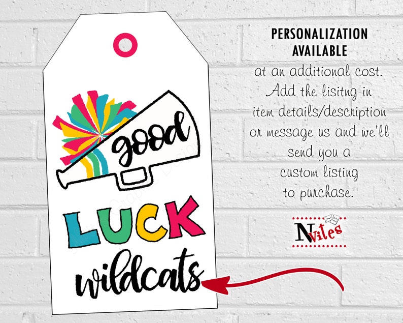 Cheer Good Luck Tags, Cheerleading Team Treat Labels, Printable Rainbow Cheer Favor Tags or Stickers, Spirit Squad or Dance Team Treat Tags image 4